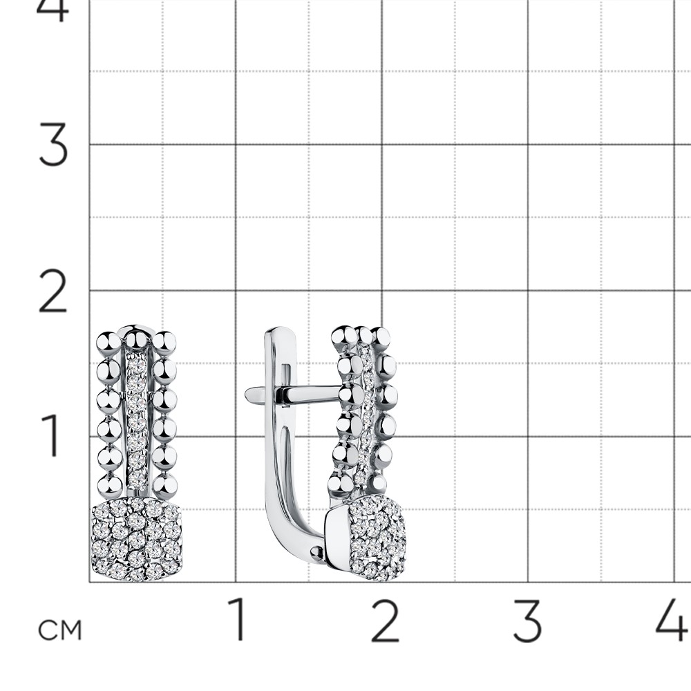 Серьги с бриллиантами из белого золота 585 пробы, фото № 2