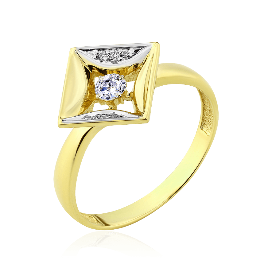 Кольцо с бриллиантами из желтого золота 585 пробы (арт. 95881)
