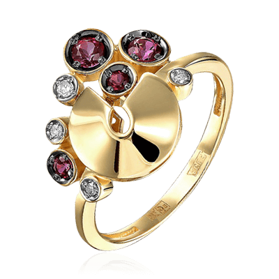 Кольцо с топазом, бриллиантами из желтого золота 585 пробы (арт. 79775)