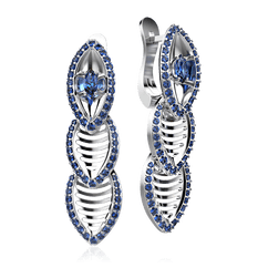 Серьги с сапфиром из белого золота 585 пробы (арт. 50589)