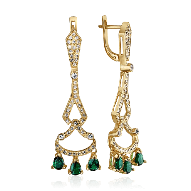Серьги с фианитами из желтого золота 585 пробы (арт. 47633)