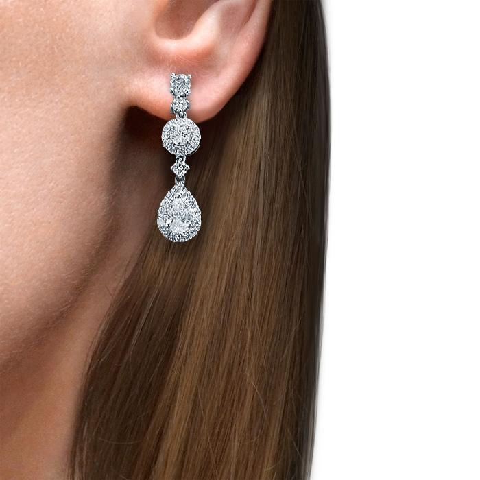 Серьги с бриллиантами из белого золота 750 пробы, фото № 5