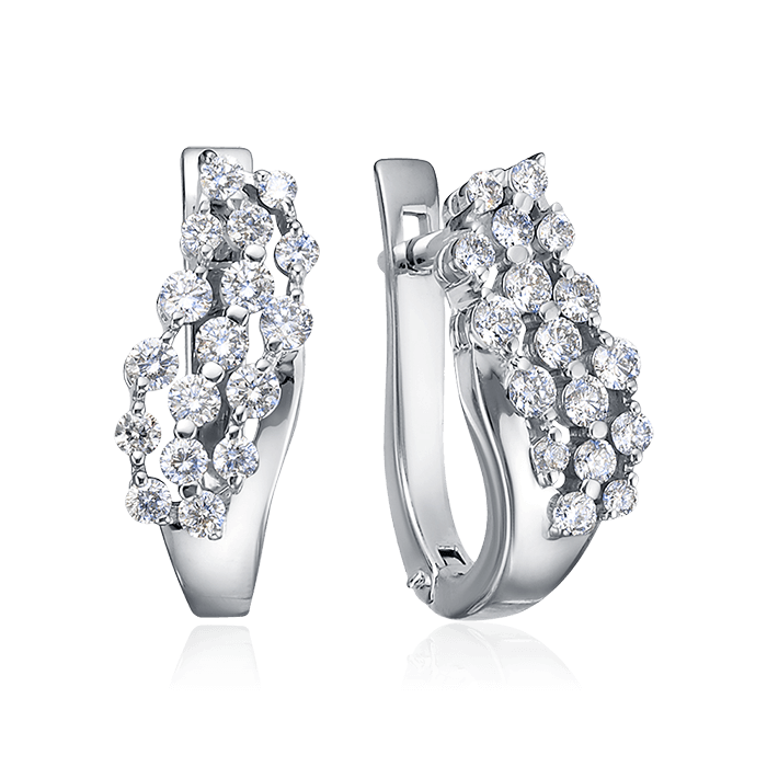 Серьги с бриллиантами из белого золота 585 пробы (арт. 81242)