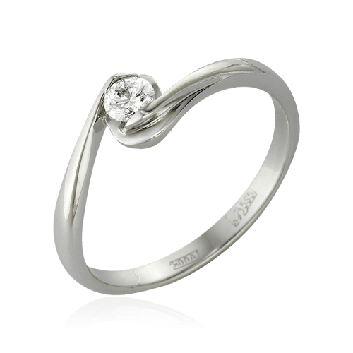 Кольцо с 1 бриллиантом из белого золота 585, фото № 1