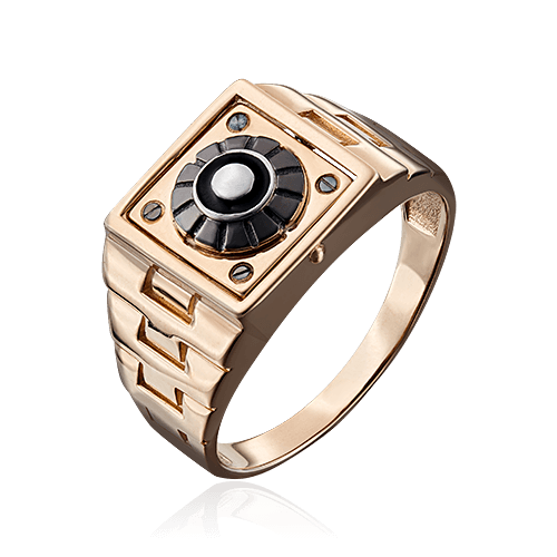 Мужское кольцо без вставок из комбинированного золота 585 пробы (арт. 83216)