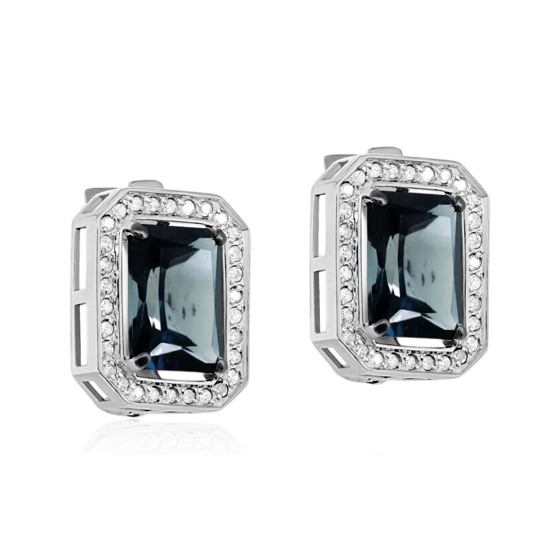 Серьги с топазом, бриллиантами из белого золота 585 пробы (арт. 131120)
