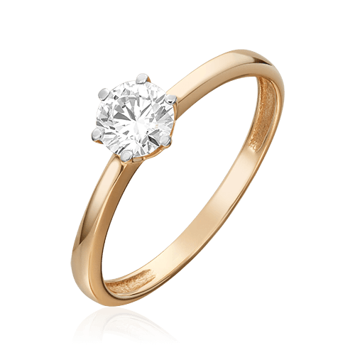 Кольцо с 1 бриллиантом из красного золота 585, фото № 1