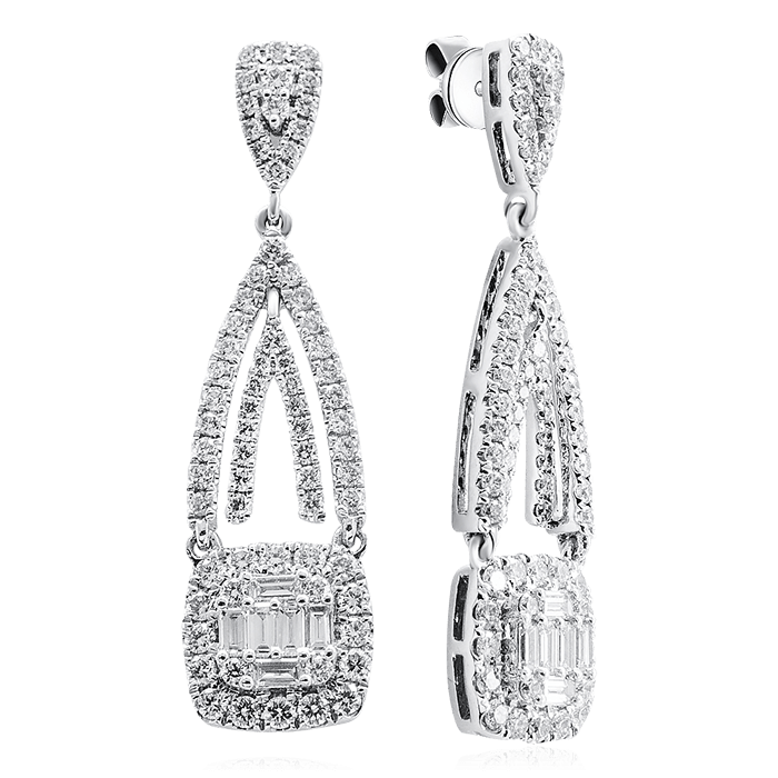 Серьги с бриллиантами из белого золота 750 пробы, фото № 1