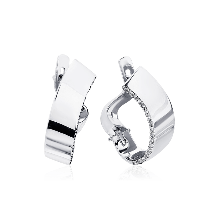 Серьги с бриллиантами из белого золота 585 пробы (арт. 75065)