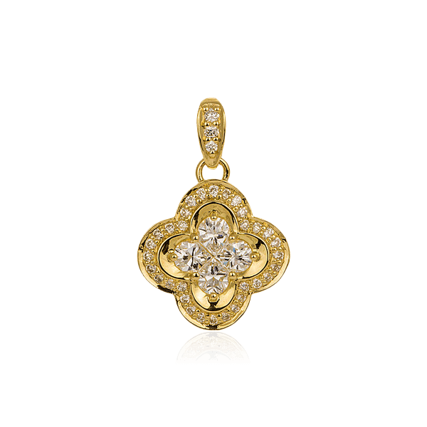 Подвеска Цветок с бриллиантами из желтого золота 750 пробы (арт. 87930)