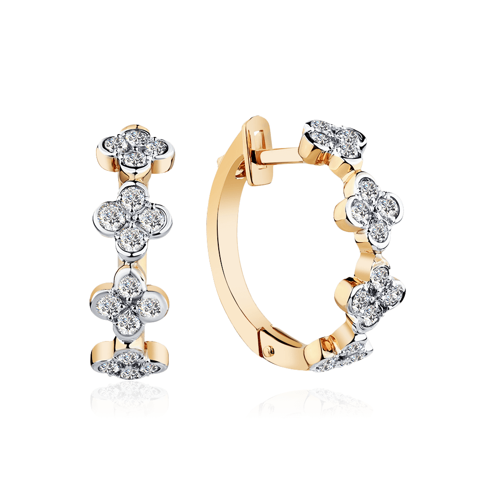 Серьги с бриллиантами из красного золота 585 пробы (арт. 106224)