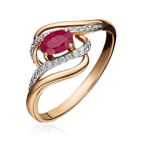 Кольцо с рубином, бриллиантами из красного золота 585 пробы (арт. 78160)