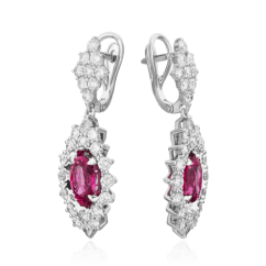 Серьги с шпинелью, бриллиантами из белого золота 750 пробы (арт. 62010)