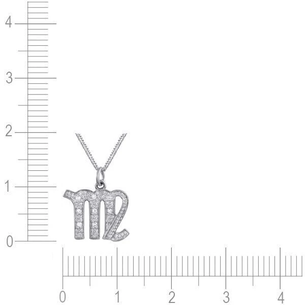 Колье - знак зодиака Дева - с бриллиантами из белого золота 585 пробы, фото № 3