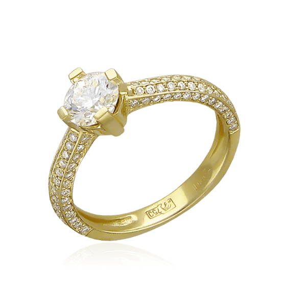 Кольцо с бриллиантами из желтого золота 750, фото № 1