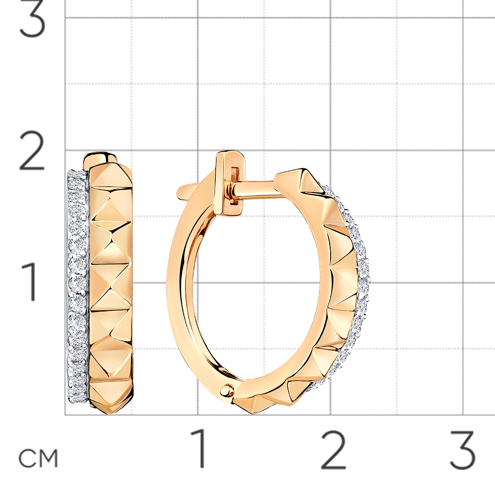 Серьги с бриллиантами из красного золота 585 пробы, фото № 2