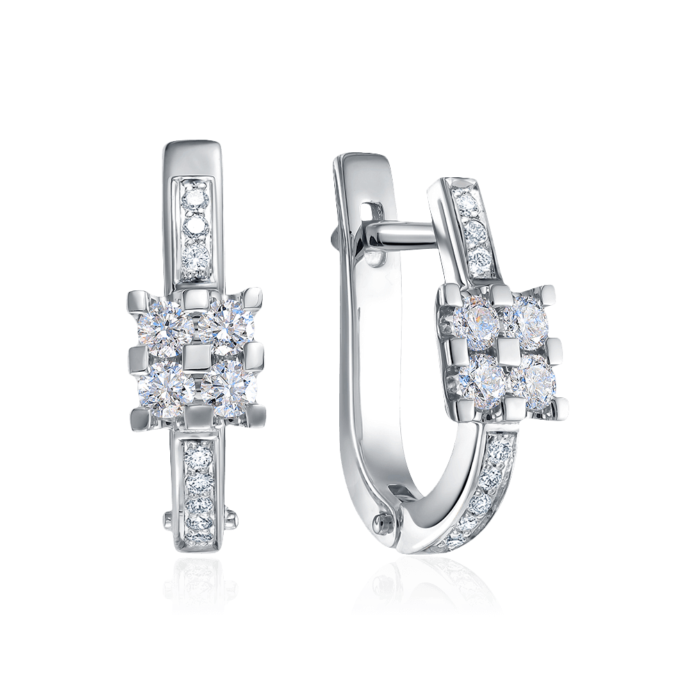 Серьги с бриллиантами из белого золота 585 пробы, фото № 1