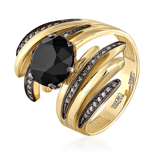 Кольцо с бриллиантами из желтого золота 585 (арт. 60379)