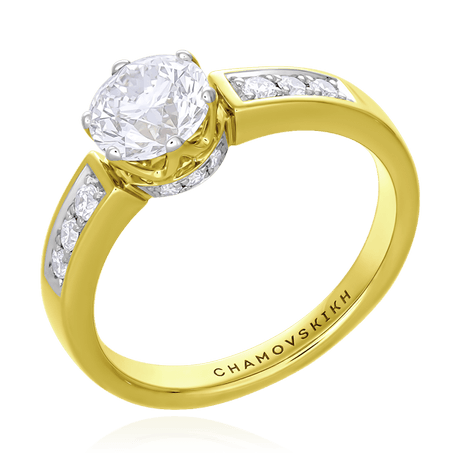 Кольцо с бриллиантами из желтого золота 750 (арт. 71016)