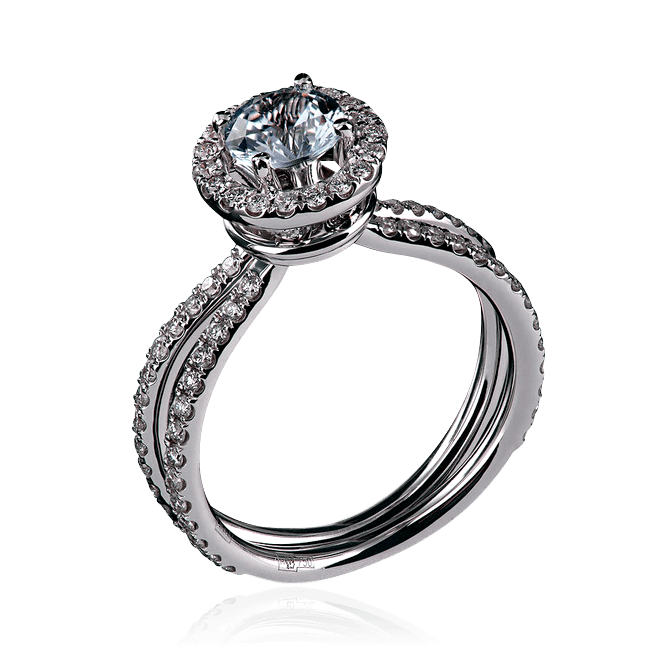 

Кольцо из коллекции BRIDAL с бриллиантами, сапфиром фантазийным из белого золота 750 пробы