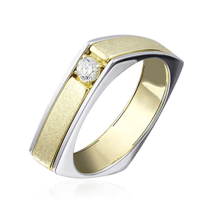 Кольцо с 1 бриллиантом из комбинированного золота 585 пробы, фото № 1