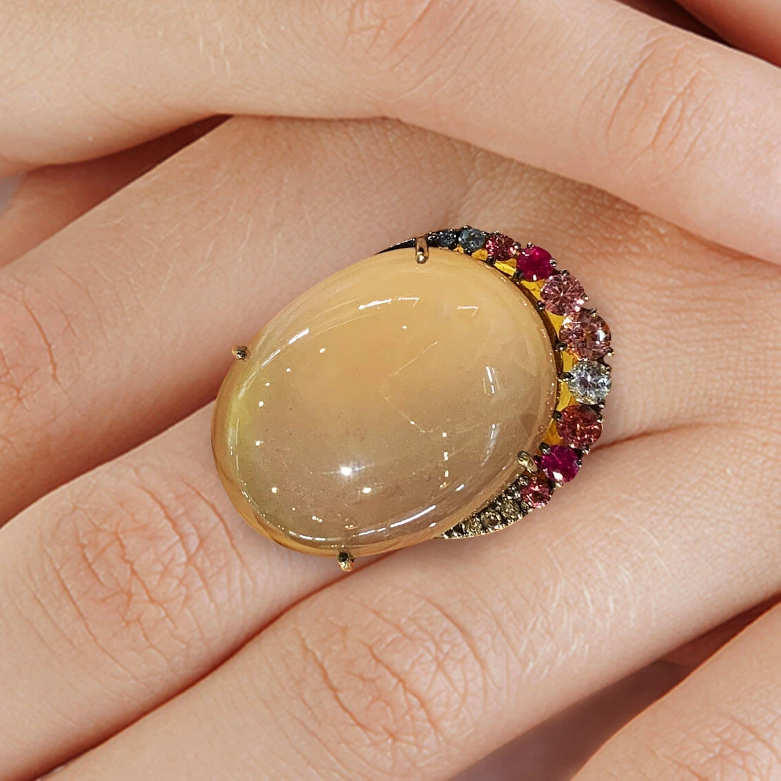 Кольцо BRUMANI с кварцем, топазом, рубином, бриллиантами из желтого золота 750 пробы, фото № 5