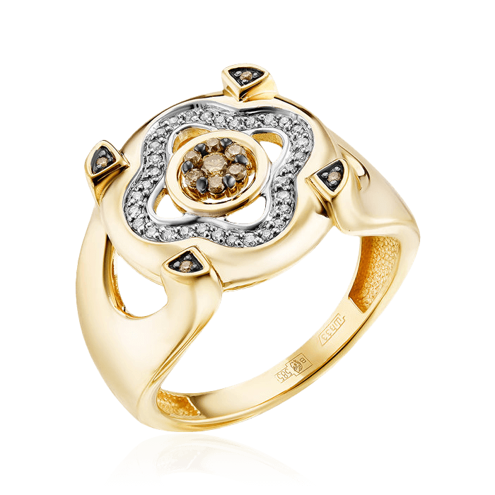 Кольцо с бриллиантами из желтого золота 585 пробы (арт. 100051)