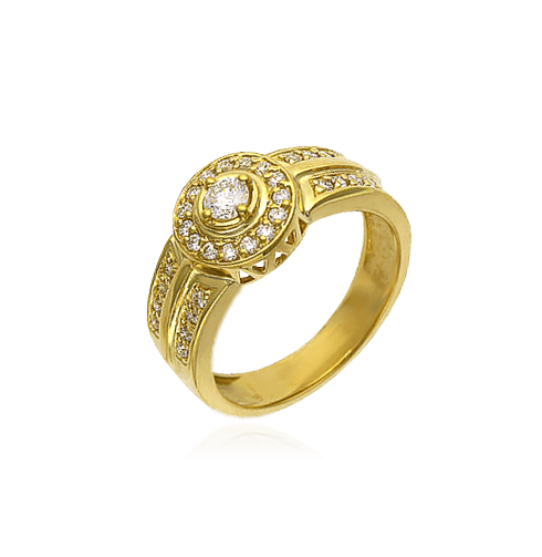 Кольцо с бриллиантами из желтого золота 750 Elegance, фото № 1