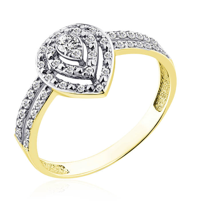 Кольцо с бриллиантами из желтого золота 585 пробы (арт. 92121)