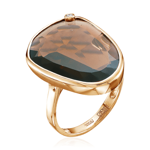Кольцо с раухтопазом, бриллиантами из красного золота 585 пробы (арт. 65964)