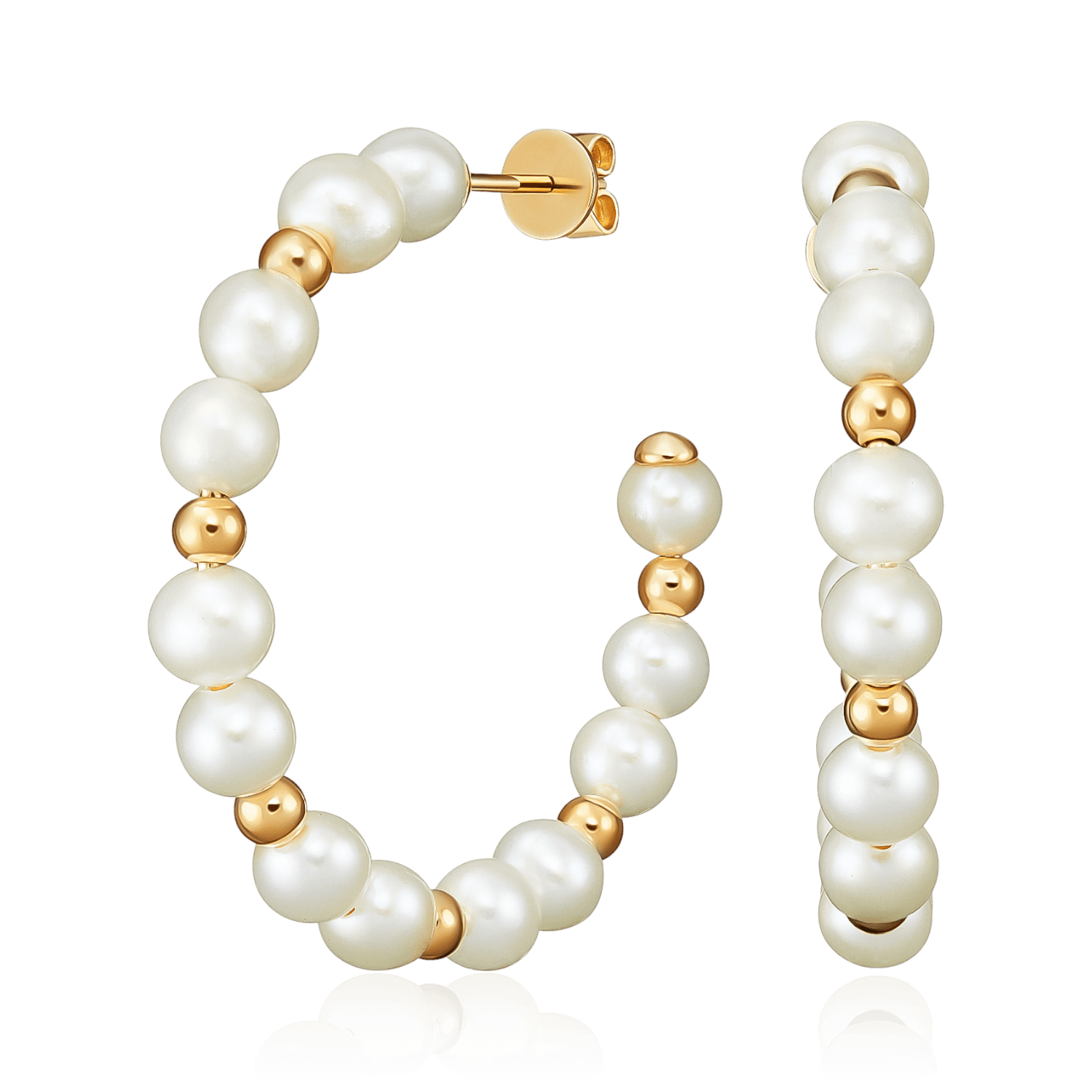 Серьги с жемчугом из желтого золота 585 пробы (арт. 133944)