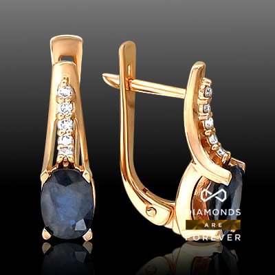 

Серьги с сапфиром, бриллиантами из красного золота 585 пробы