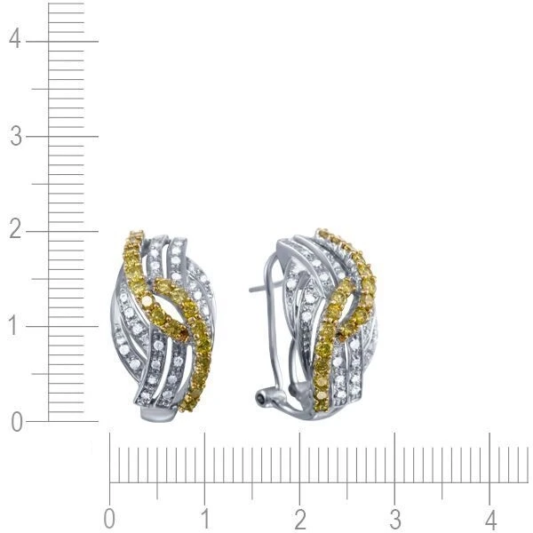Серьги с бриллиантами из белого золота 750 пробы, фото № 3