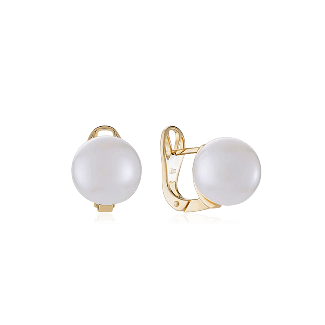 Серьги с жемчугом из желтого золота 585 пробы (арт. 126429)