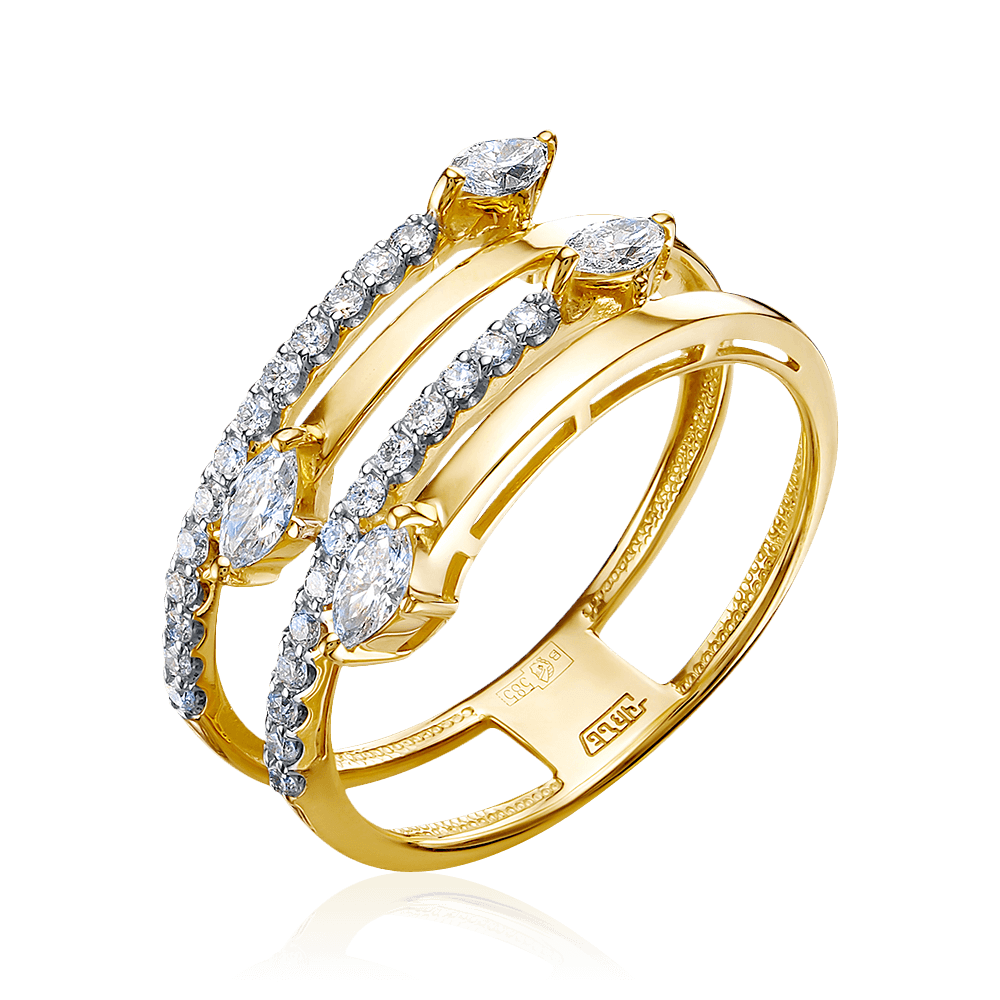 Кольцо с бриллиантами из желтого золота 585 пробы (арт. 101268)