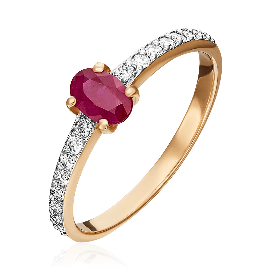 Кольцо с рубином, бриллиантами из красного золота 585 пробы (арт. 71671)