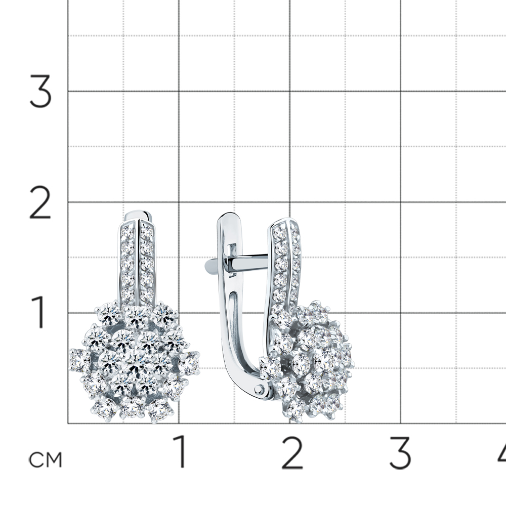 Серьги с бриллиантами из белого золота 585 пробы, фото № 2