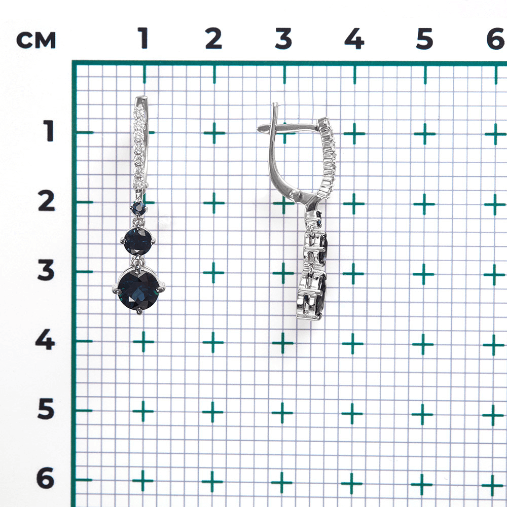 Серьги с сапфиром, бриллиантами из белого золота 585 пробы, фото № 3