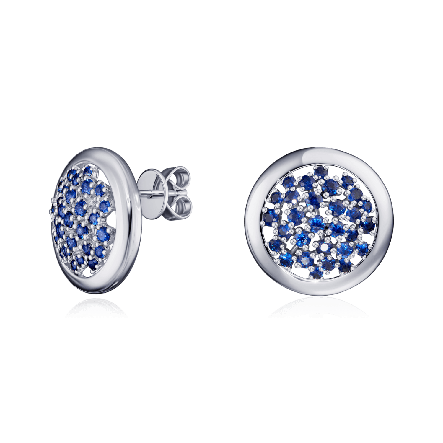 Серьги с сапфиром из белого золота 585 пробы (арт. 133933)