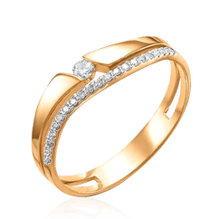 Кольцо с бриллиантами из красного золота 585 пробы из коллекции Trendy (арт. 43239)