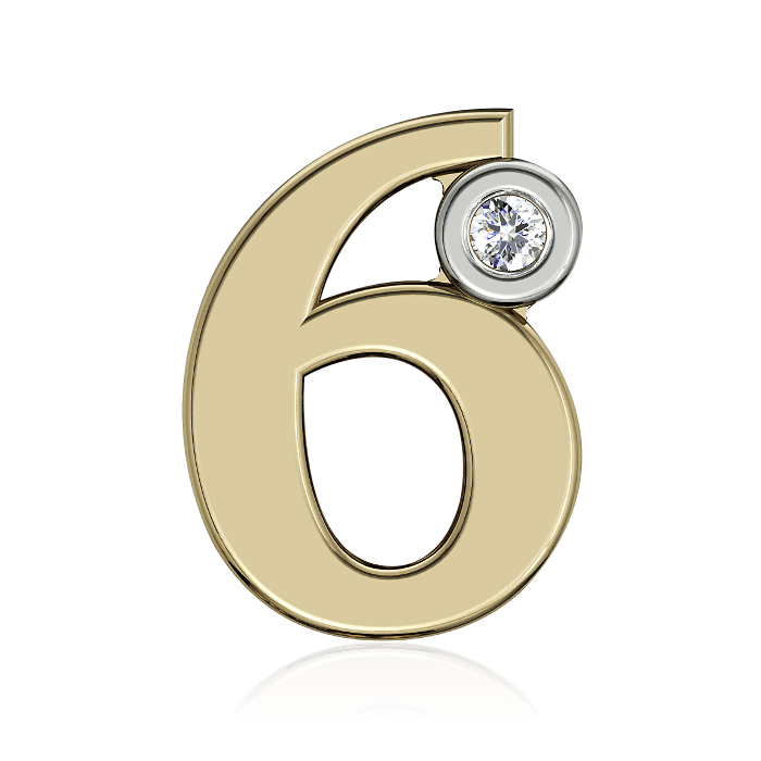 

Подвеска цифра "6" с бриллиантами из белого золота 585 пробы, Коллекция Weeks