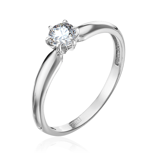 Кольцо с 1 бриллиантом из белого золота 585, фото № 1