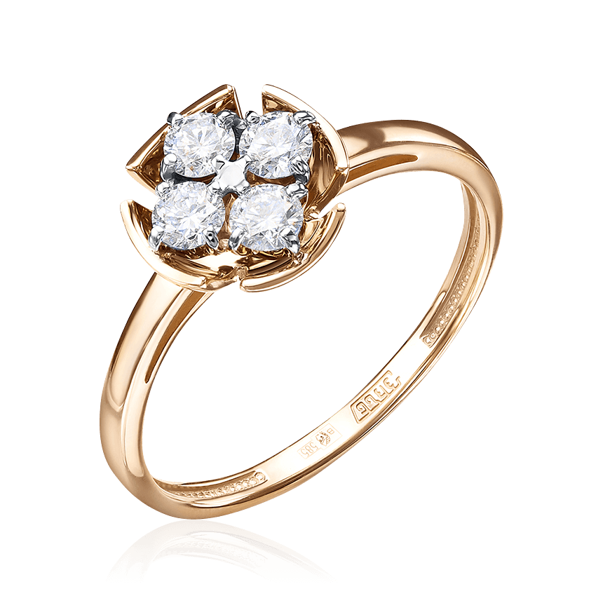 Кольцо с бриллиантами из комбинированного золота 585 пробы, фото № 1