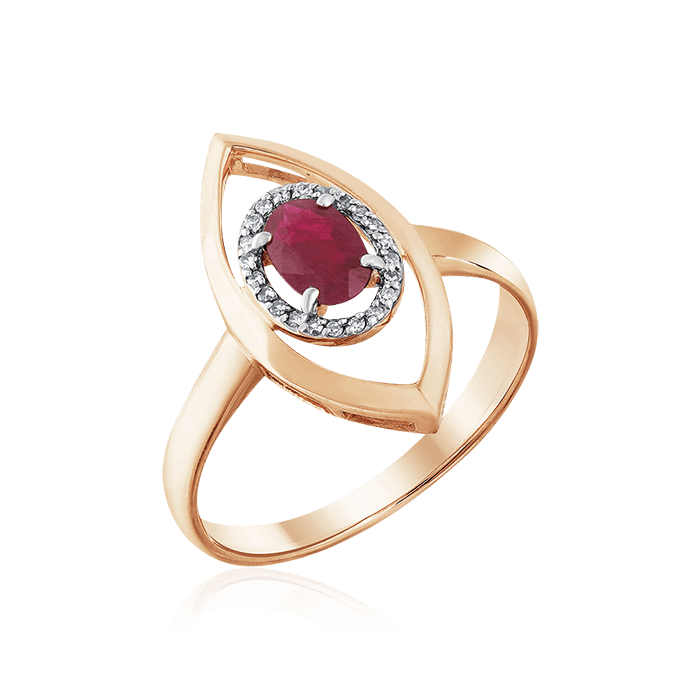 Кольцо с рубином, бриллиантами из красного золота 585 пробы (арт. 63281)