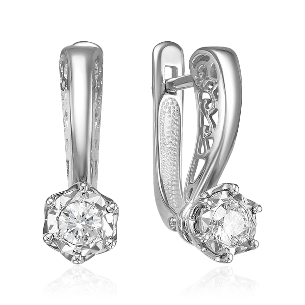 Серьги с бриллиантами из белого золота 585 пробы, фото № 1