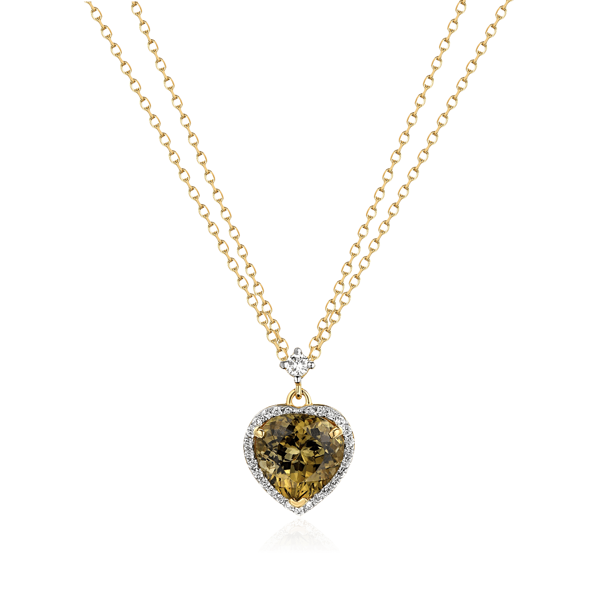 Колье с турмалином, бриллиантами из желтого золота 750 пробы (арт. 104341)