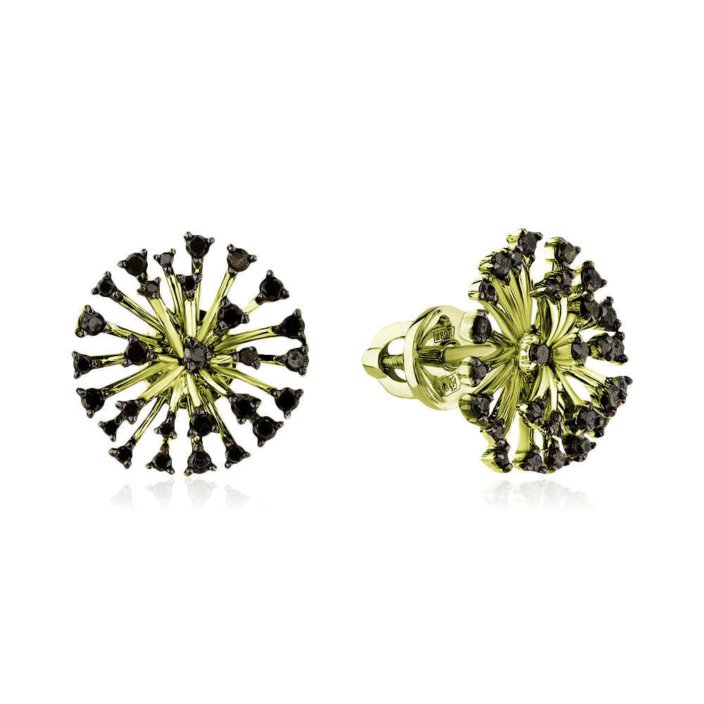 Серьги с бриллиантами из желтого золота 585 пробы (арт. 96037)