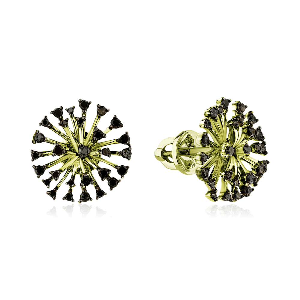 Серьги с бриллиантами из желтого золота 585 пробы, фото № 1