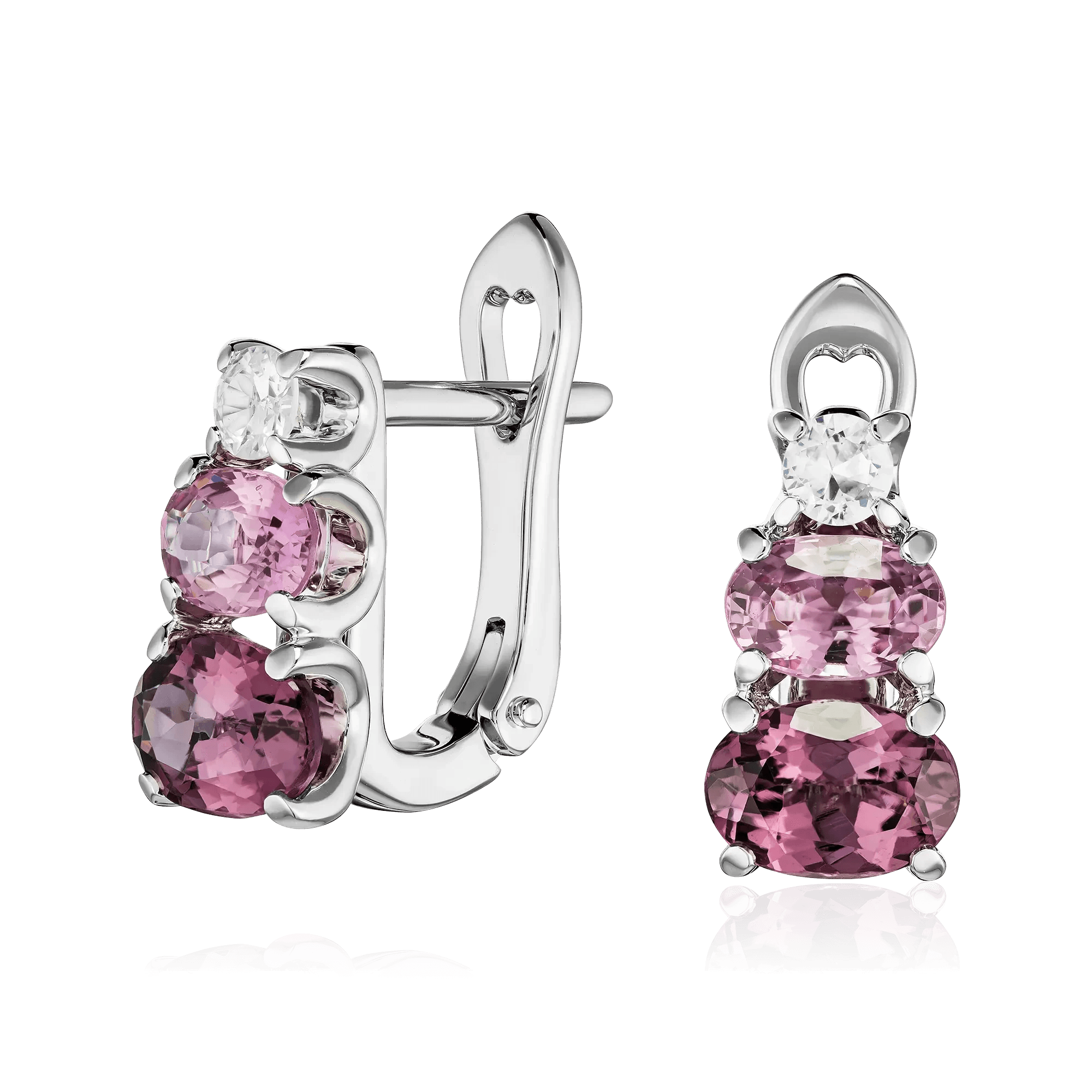 Серьги с сапфиром, шпинелью из белого золота 585 пробы (арт. 132855)