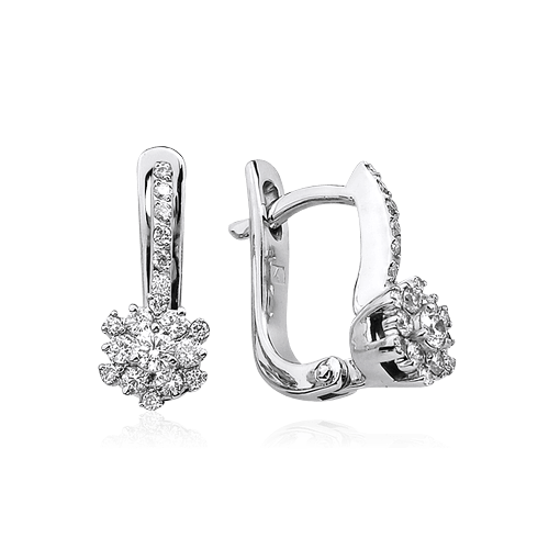 Серьги с бриллиантами из белого золота 585 пробы, фото № 1